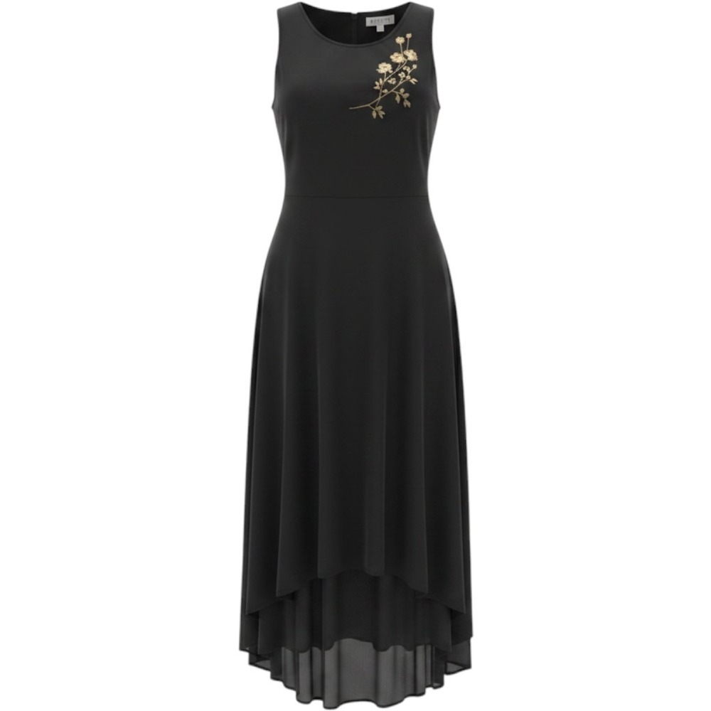 Y2K Black Silk Dress Sheer Floral Layered Mini Size 12 Event Gala Whimsigoth